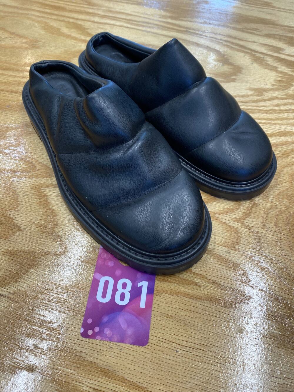 Staud Astro Quilted Vegan Mules Women's 6 Triple Black Leather Slip On Clogs
